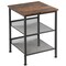 Rustic Brown Adjustable 3-Tier Industrial End Table with Metal Mesh